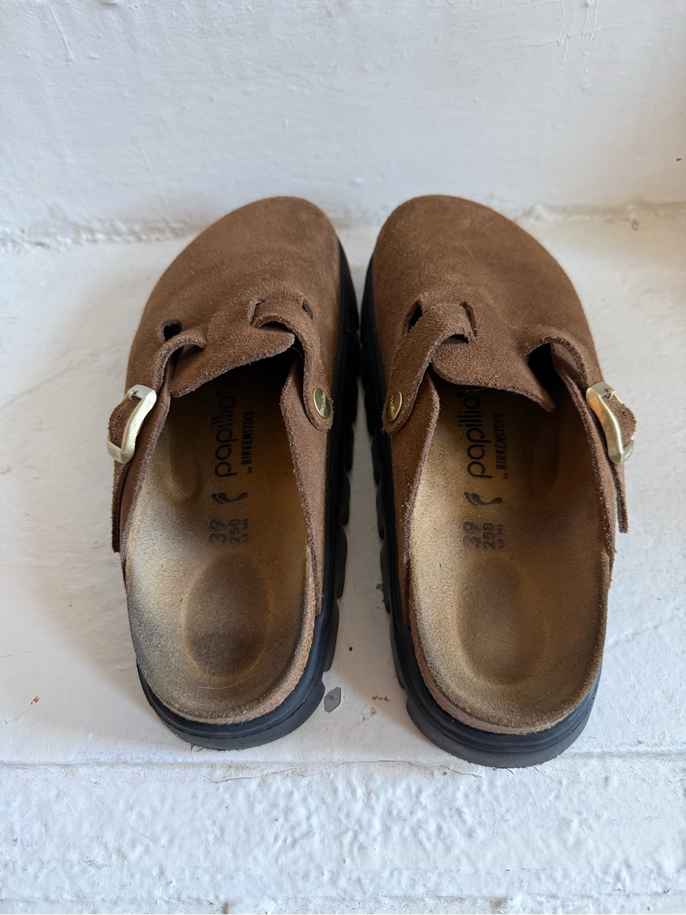 Birkenstock Papillio Brown Suede Platform Clogs - Picture 4 of 4